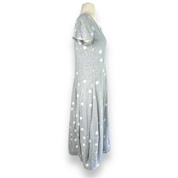 Polka Dot Dress Women’s Size Small Gray Short Sleeve Casual Midi A-Line Dress - Picture 3 of 11